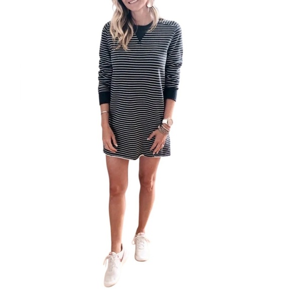 Abercrombie & Fitch Gray White Striped Tunic Sweatshirt Dress Cotton Pullover XS - Picture 5 of 10